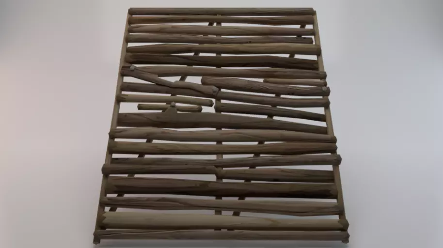 Wooden Stairs Low-poly 3D model_0