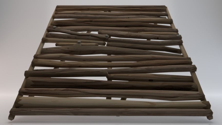 Wooden Stairs Low-poly 3D model_1