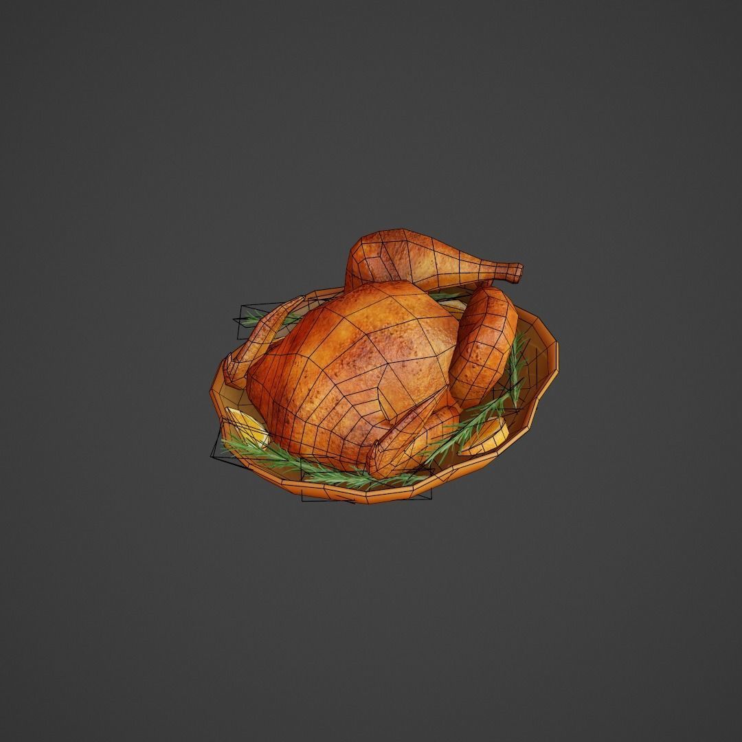 Roasted Turkey G52 Low-poly 3D model_7