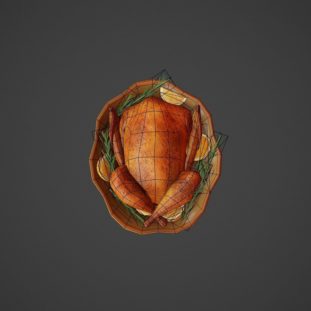 Roasted Turkey G52 Low-poly 3D model_8