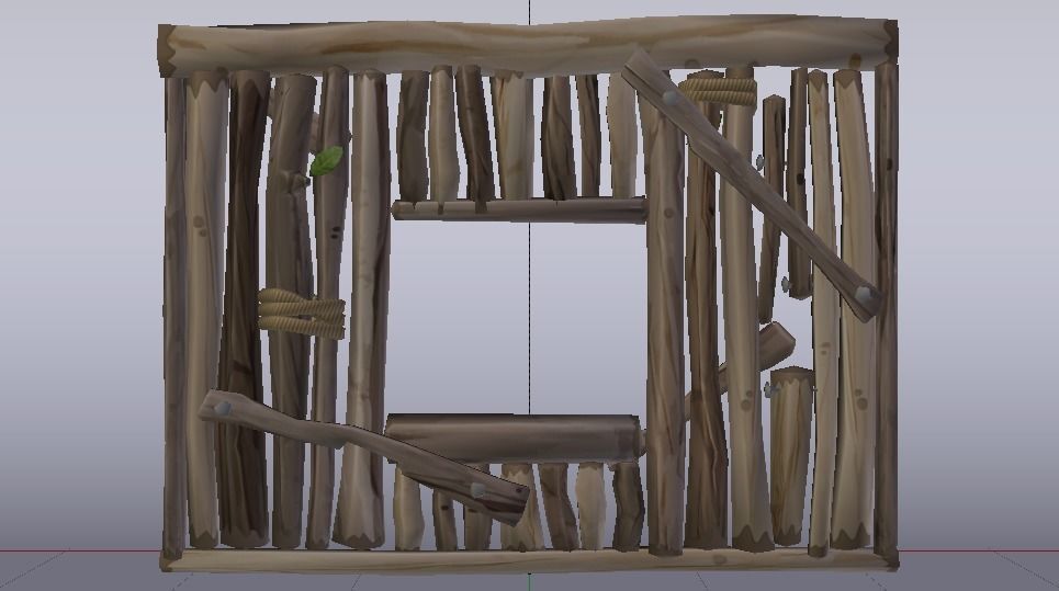 Wooden Window Wall  Low-poly 3D model_6