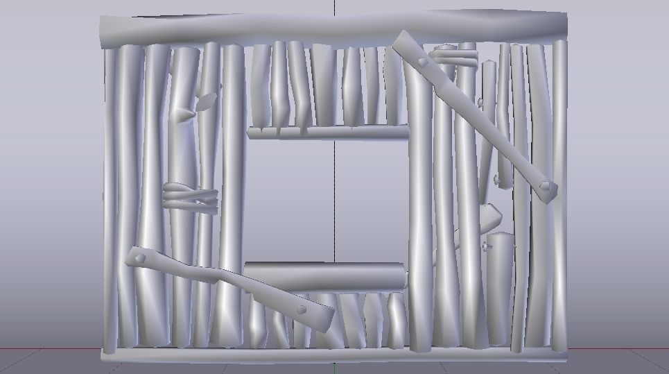 Wooden Window Wall  Low-poly 3D model_9