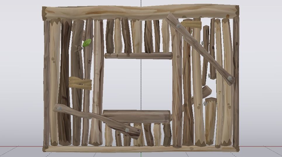 Wooden Window Wall  Low-poly 3D model_3