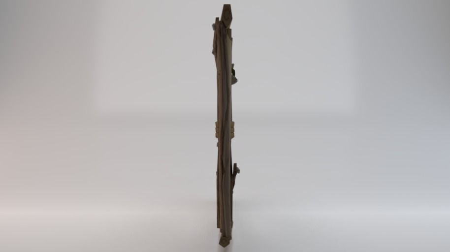 Wooden Window Wall  Low-poly 3D model_1