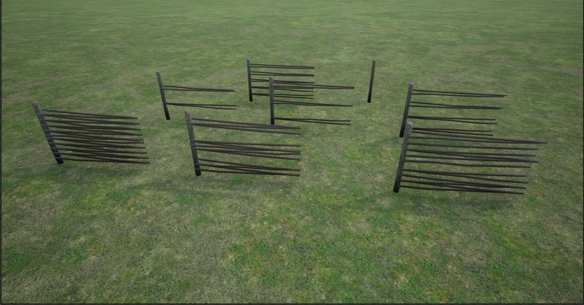 Lowpoly Modular Stick Fences Low-poly 3D model_5