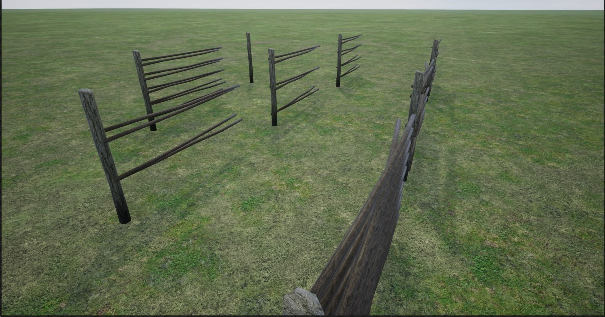 Lowpoly Modular Stick Fences Low-poly 3D model_7