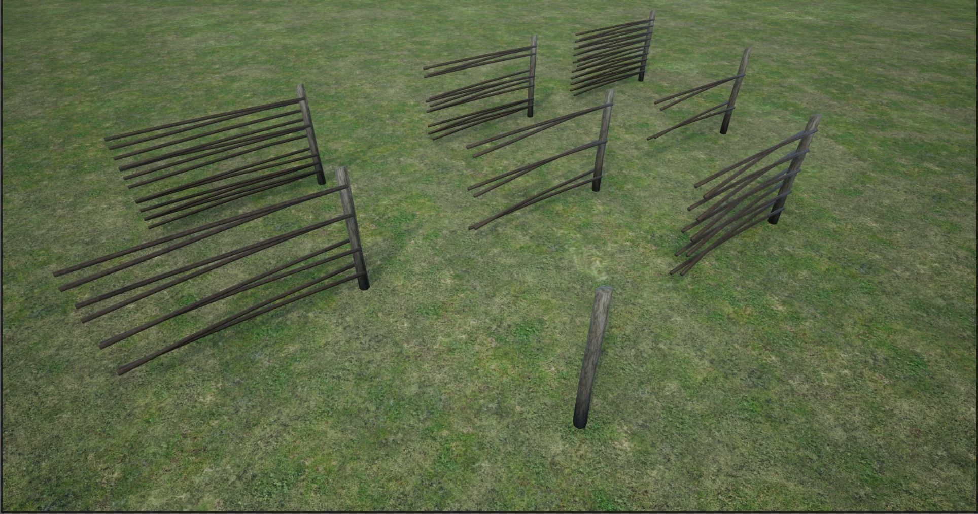 Lowpoly Modular Stick Fences Low-poly 3D model_3