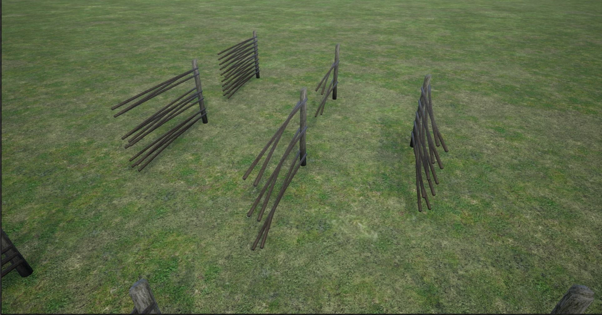 Lowpoly Modular Stick Fences Low-poly 3D model_4