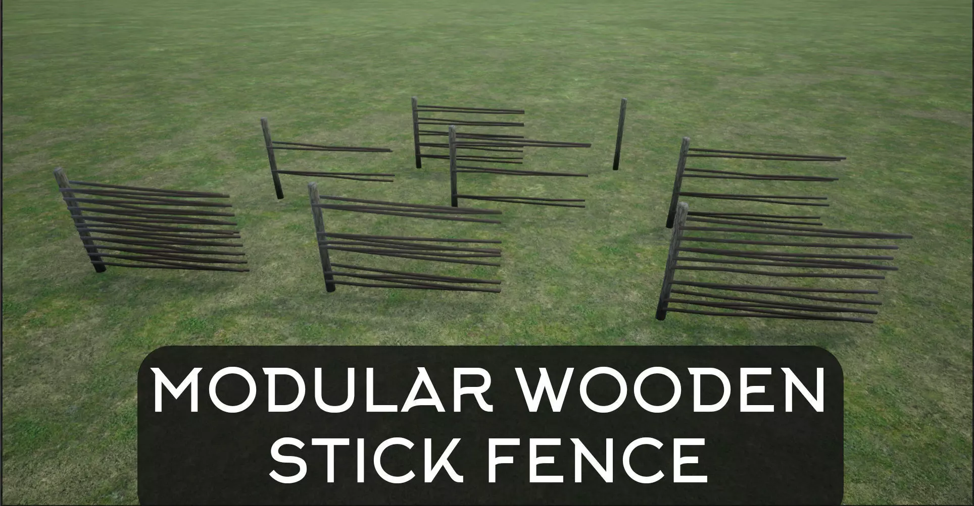 Lowpoly Modular Stick Fences Low-poly 3D model_0