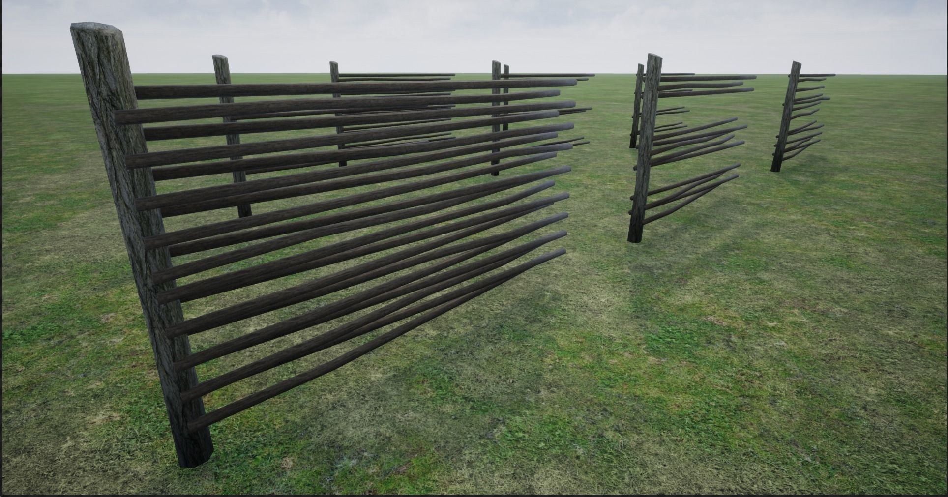 Lowpoly Modular Stick Fences Low-poly 3D model_2
