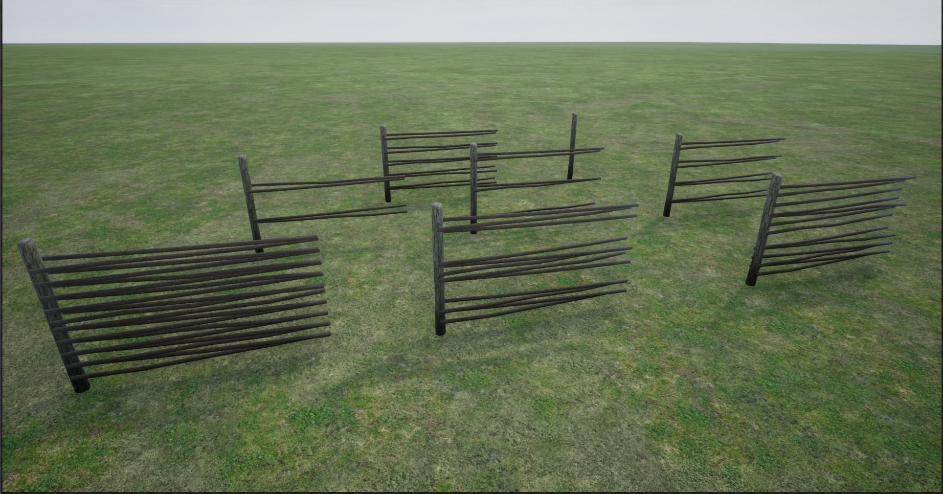 Lowpoly Modular Stick Fences Low-poly 3D model_8