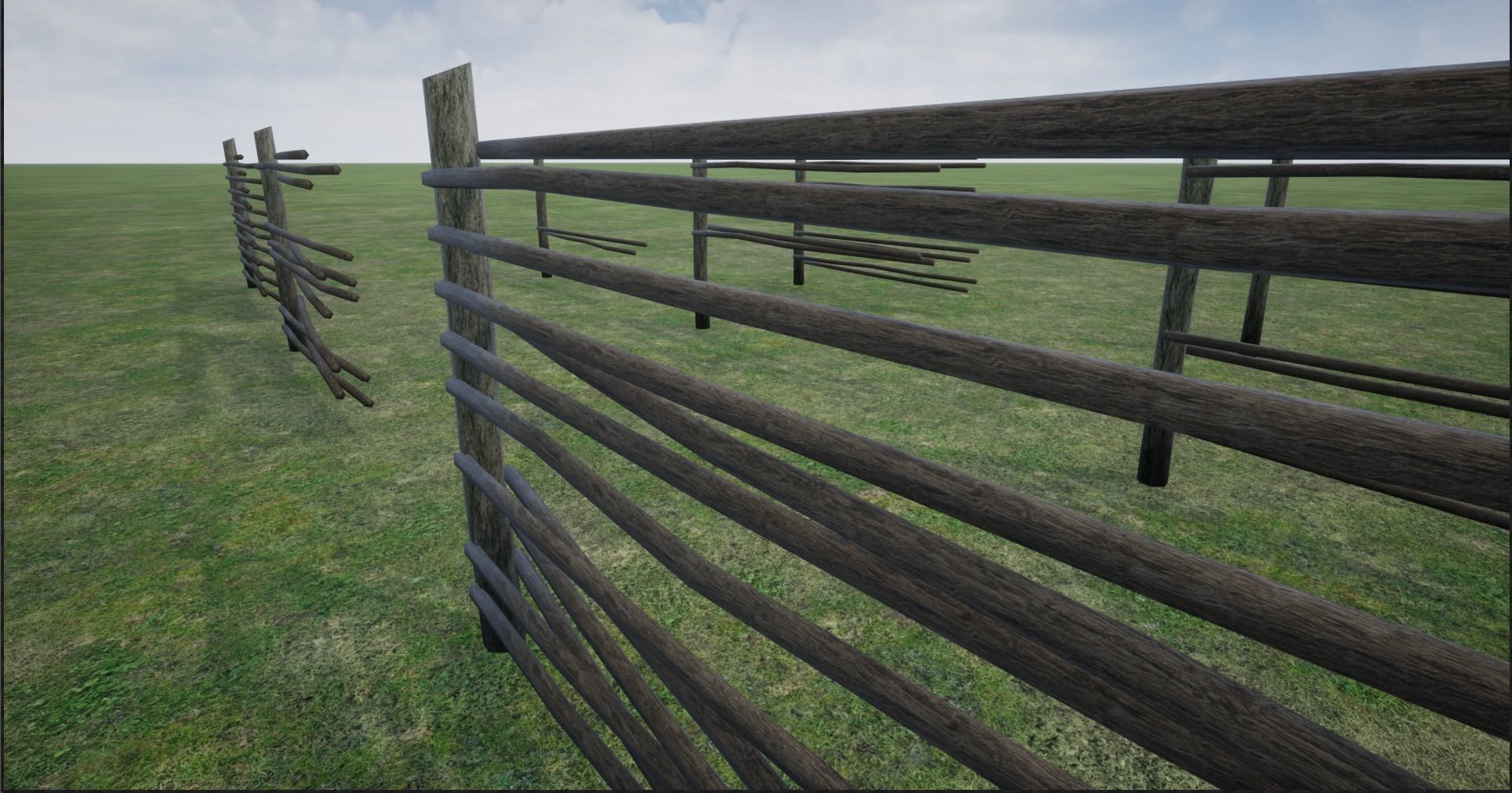 Lowpoly Modular Stick Fences Low-poly 3D model_1