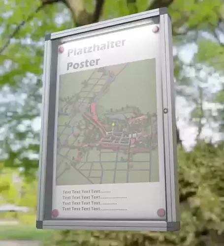 Outdoor Poster Showcase with Light - Low-Poly Version