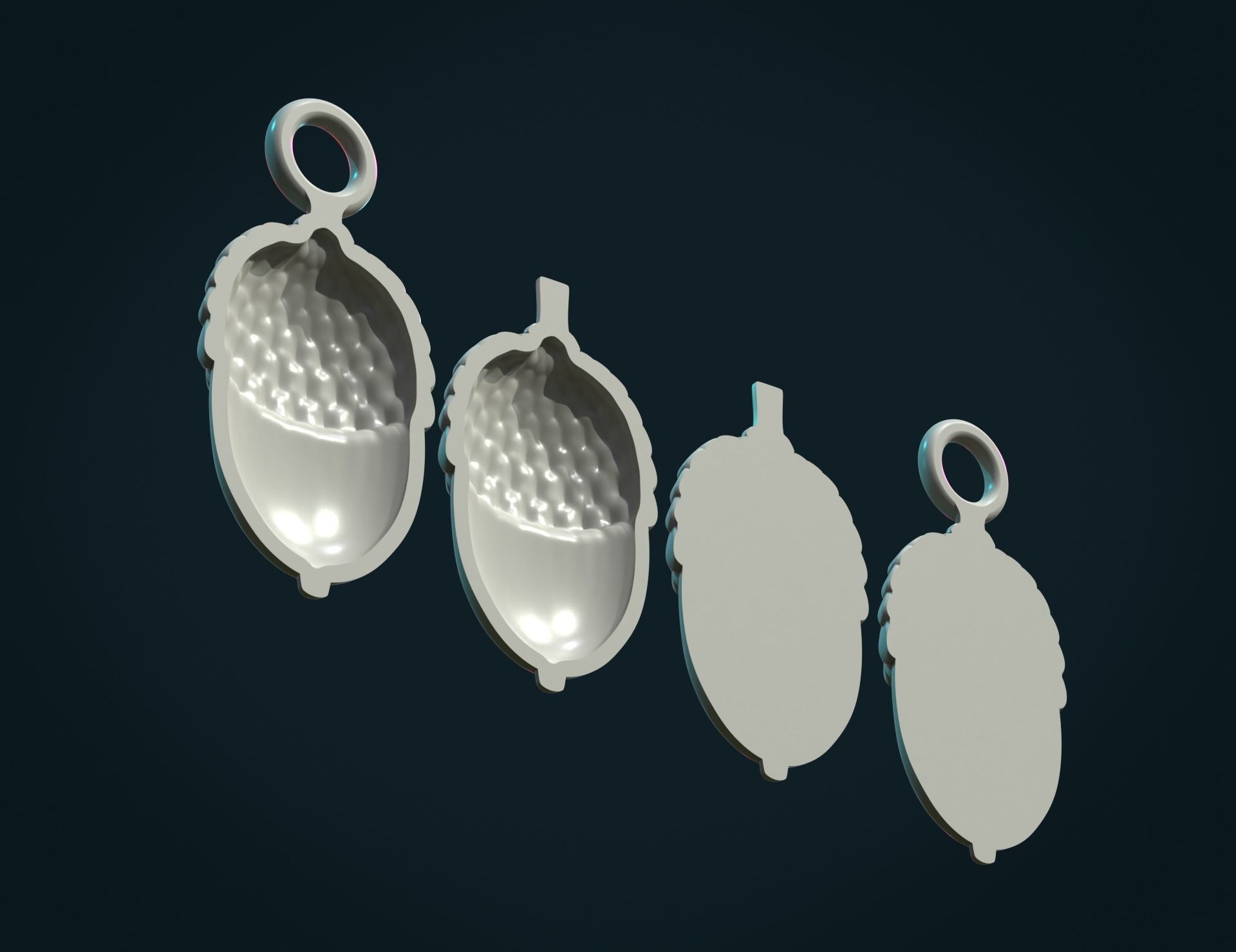 Acorn Bas-Relief 3D print model_7