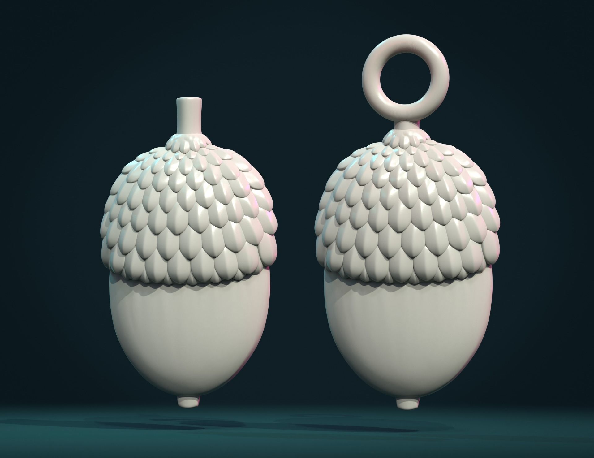 Acorn Bas-Relief 3D print model_2