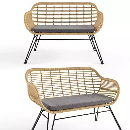 Garden bench Costa with polyrattan