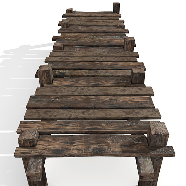 Old wooden pier 3D model_1