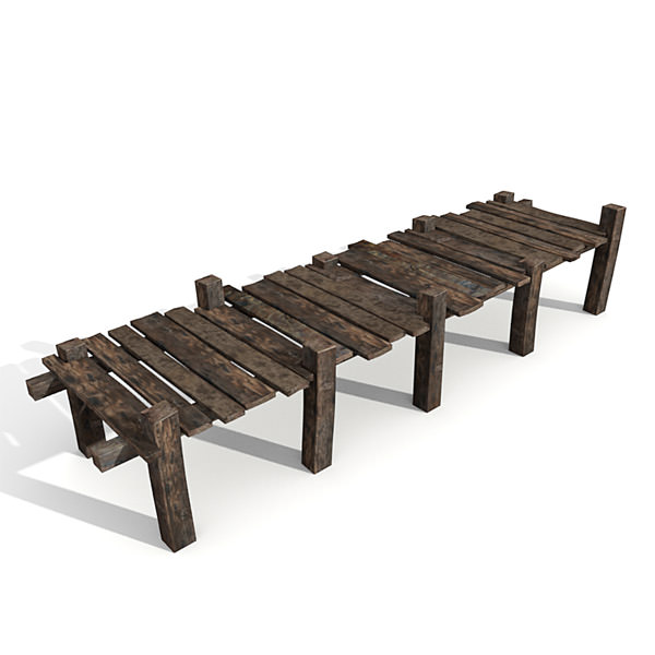 Old wooden pier 3D model_3