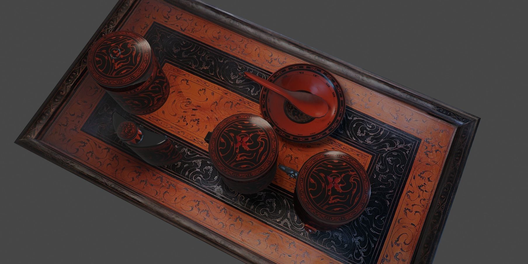 Han Dynasty Pot and table Low-poly 3D model