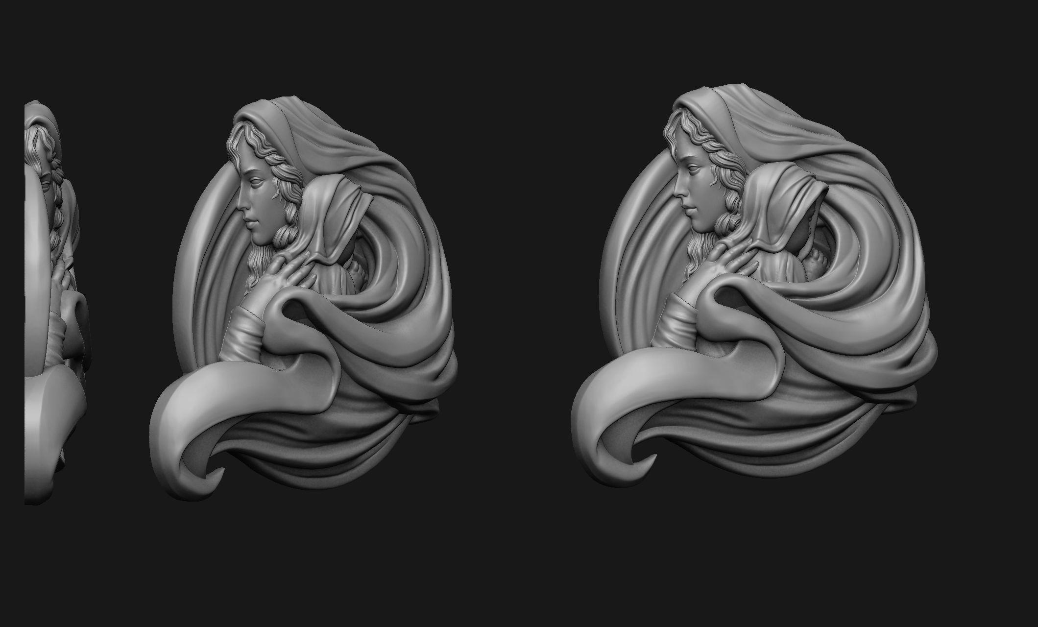 Virgin Mary with Baby Jesus Pendant 3D print model_2