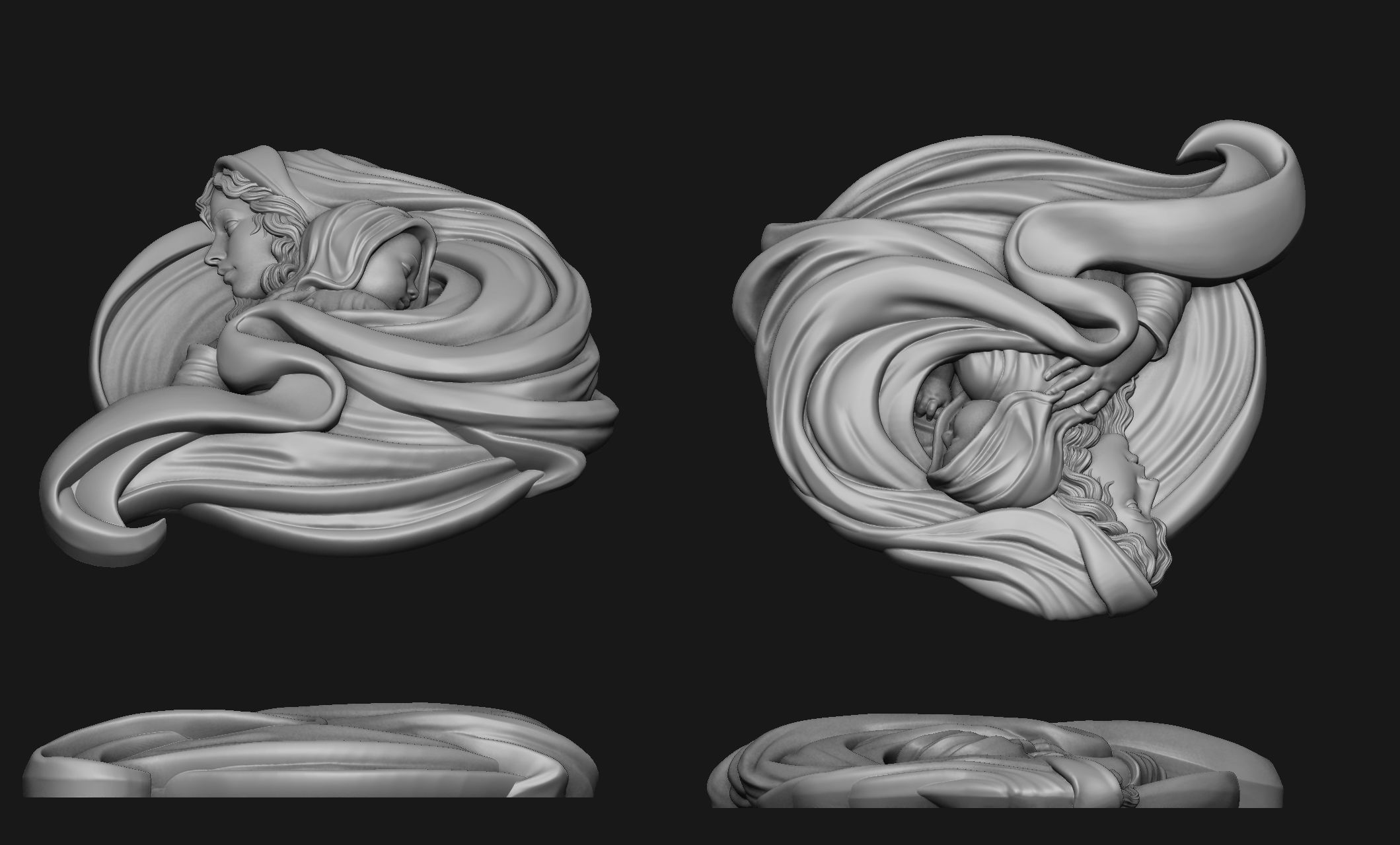 Virgin Mary with Baby Jesus Pendant 3D print model_5