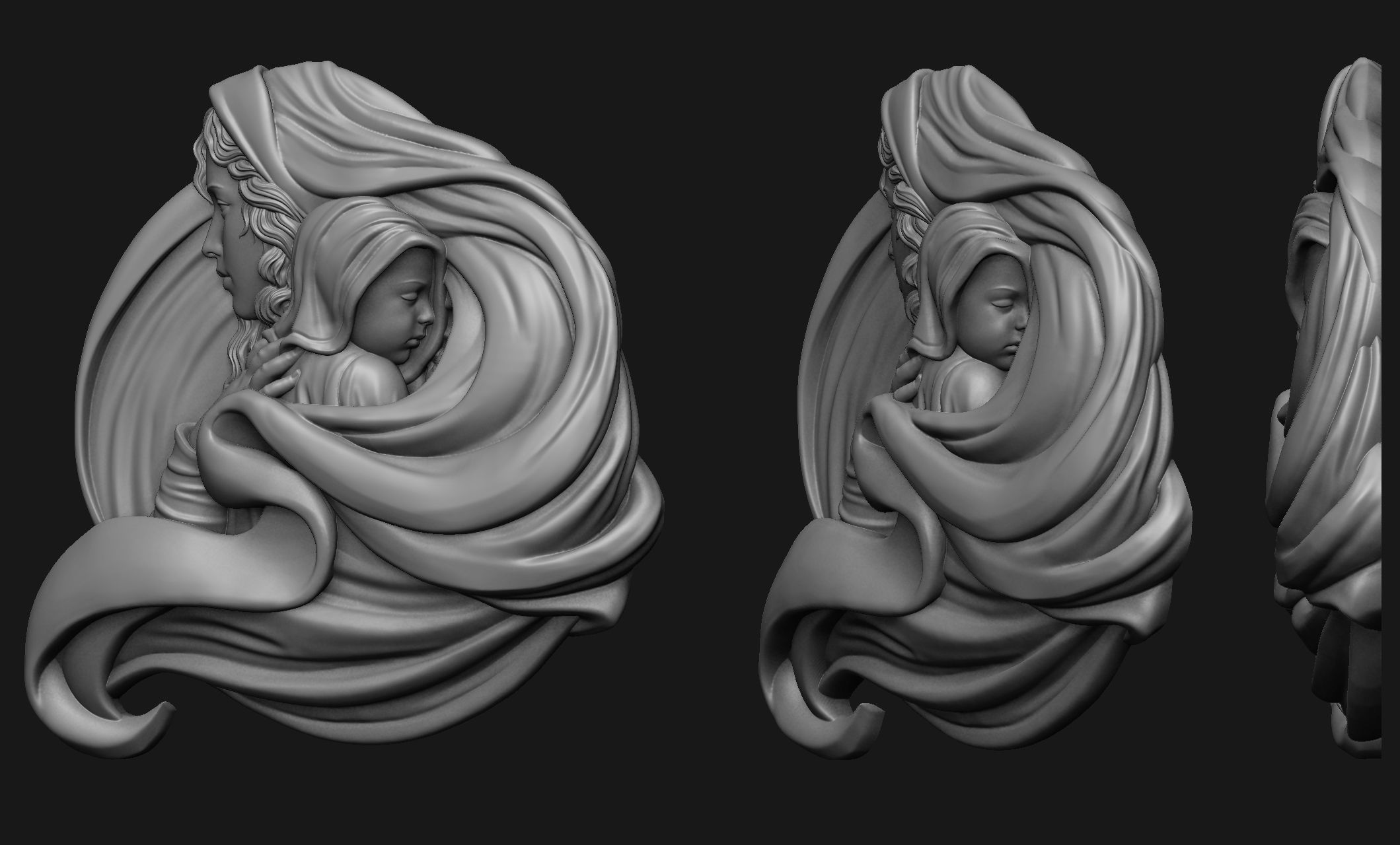 Virgin Mary with Baby Jesus Pendant 3D print model_1