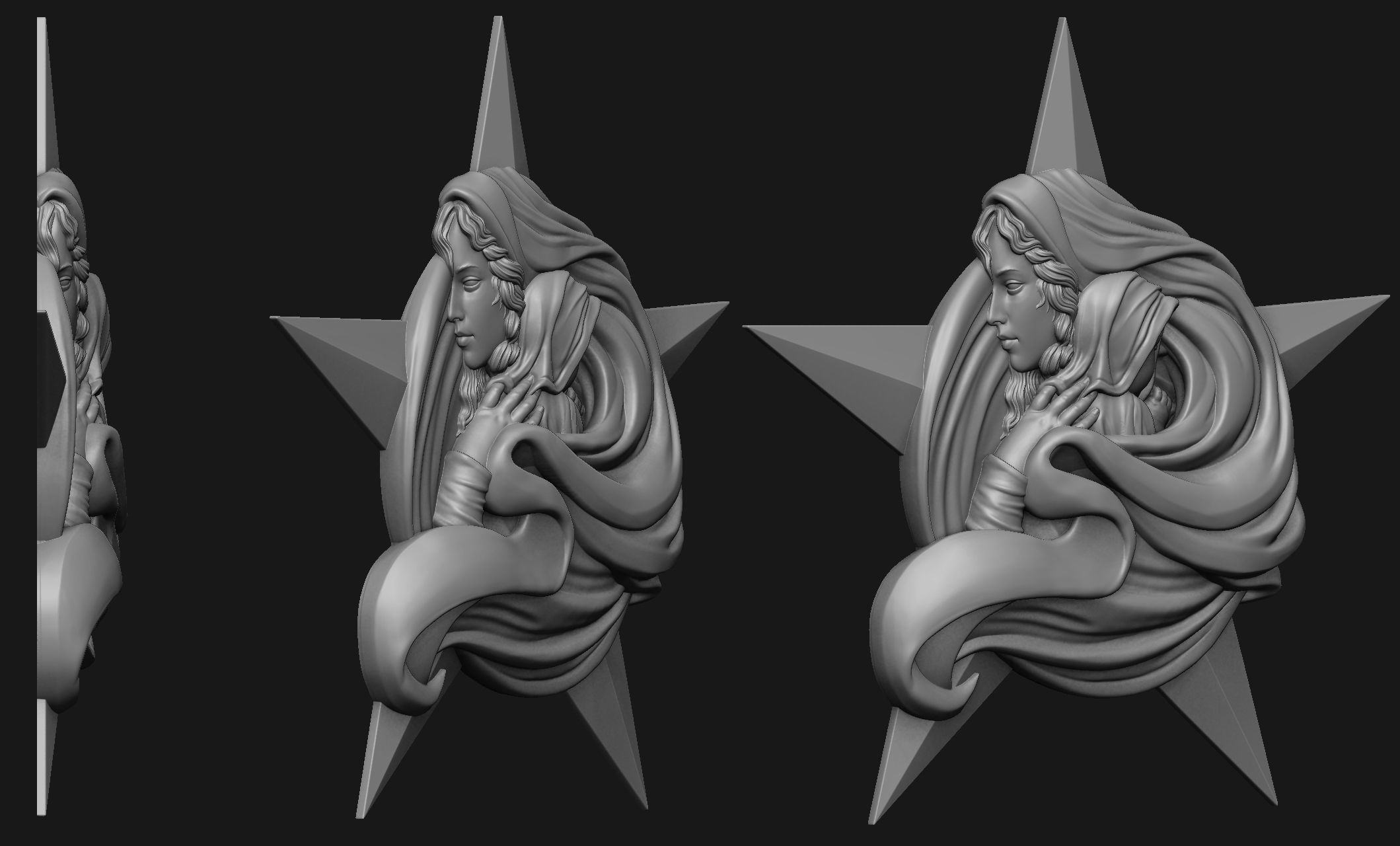 Virgin Mary with Baby Jesus Pendant 3D print model_3