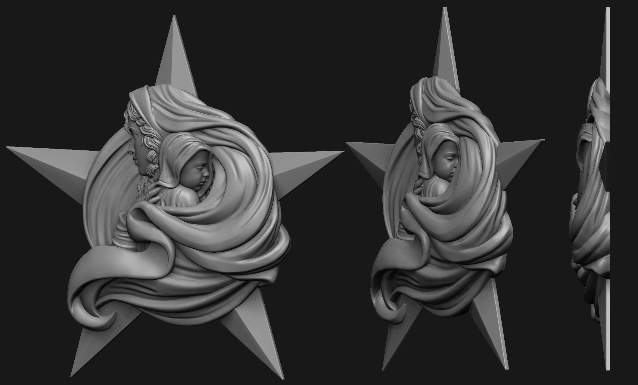 Virgin Mary with Baby Jesus Pendant 3D print model_4