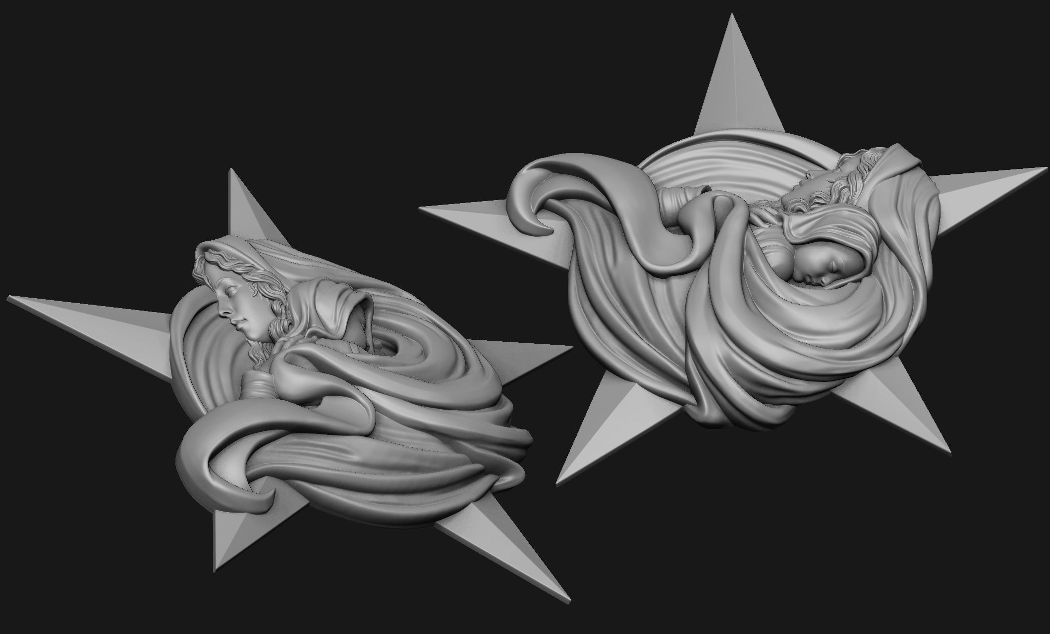 Virgin Mary with Baby Jesus Pendant 3D print model_6