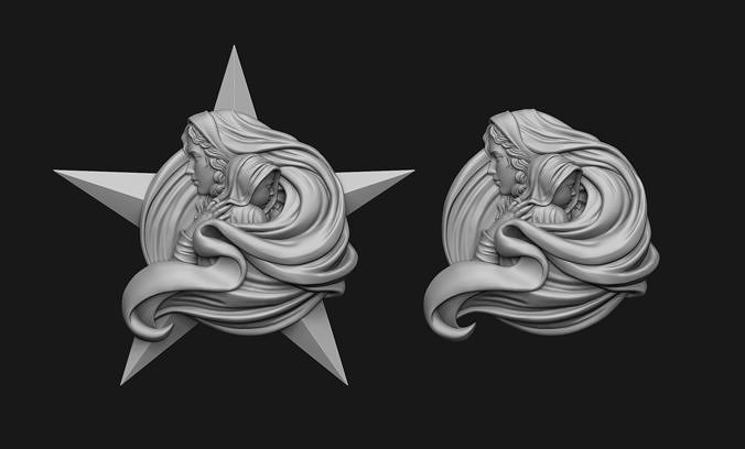 Virgin Mary with Baby Jesus Pendant 3D print model