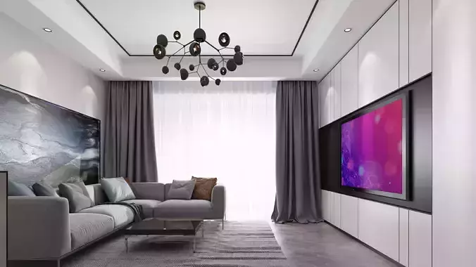 LIVING modern room with tv