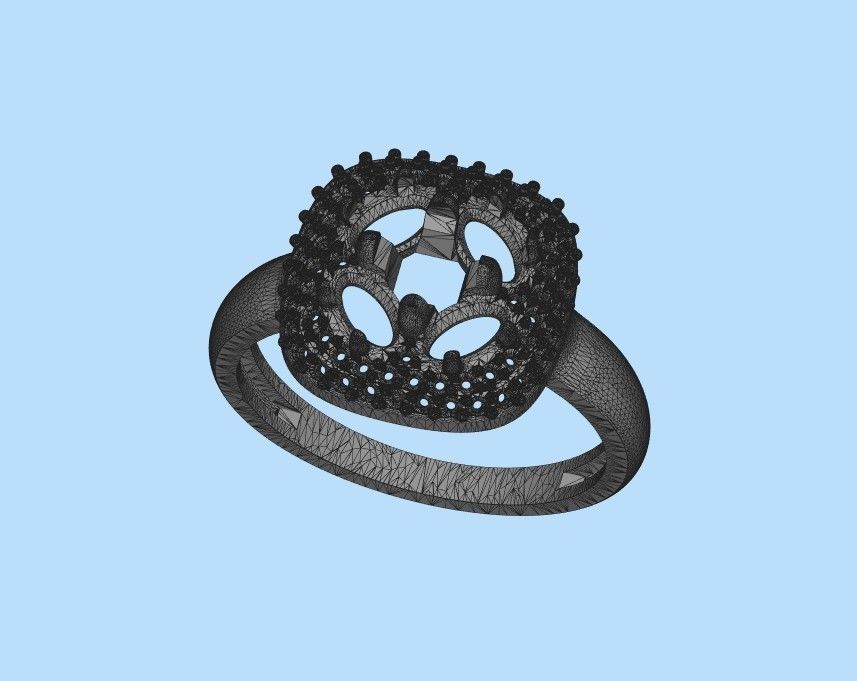 Women ring with gems 3dm stl 3D print model_31