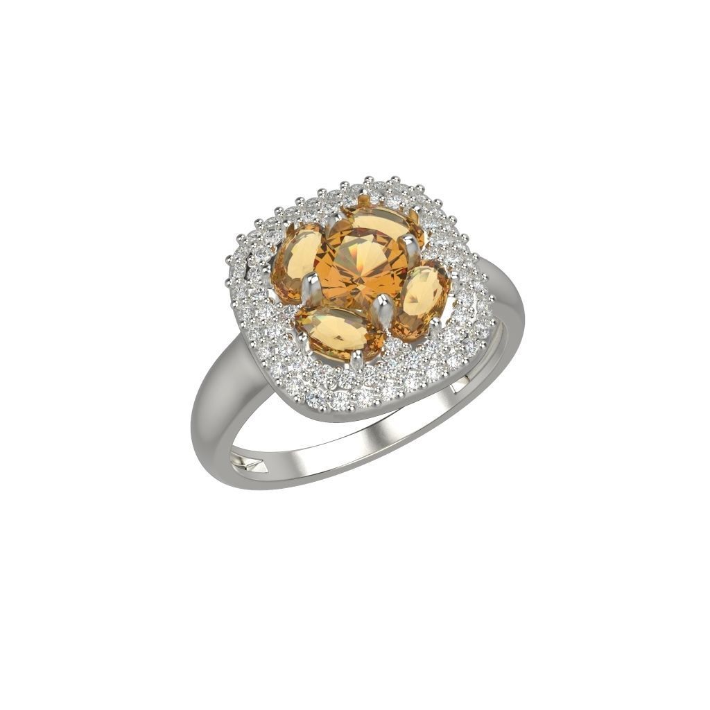 Women ring with gems 3dm stl 3D print model_22