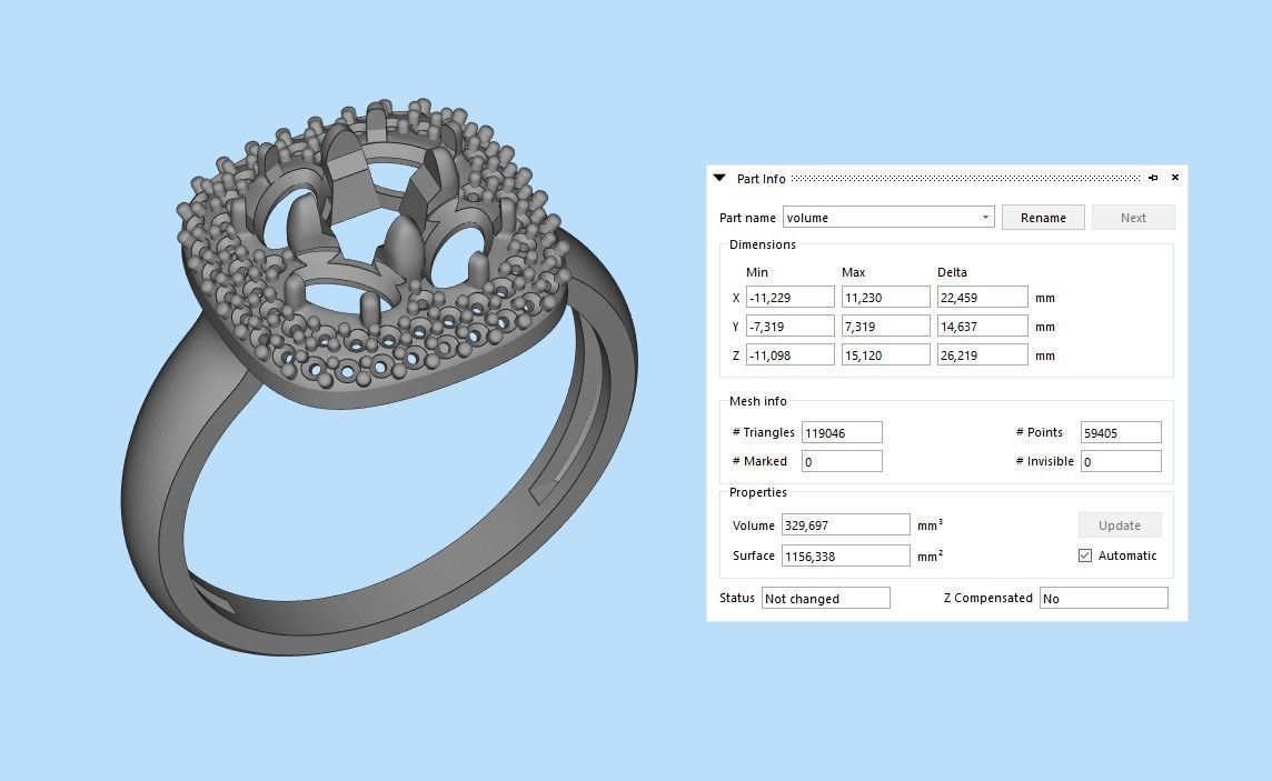 Women ring with gems 3dm stl 3D print model_10
