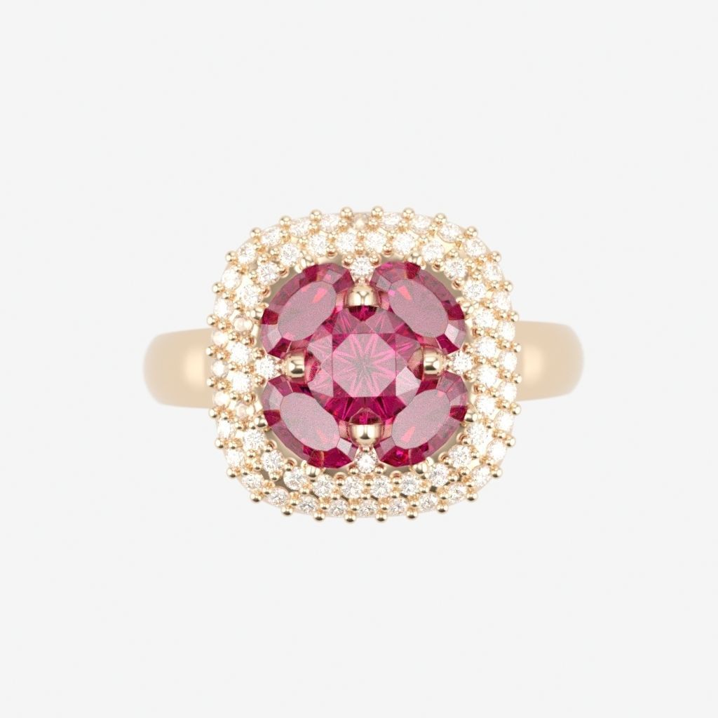 Women ring with gems 3dm stl 3D print model_4