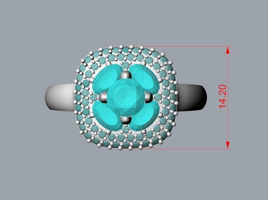 Women ring with gems 3dm stl 3D print model_8