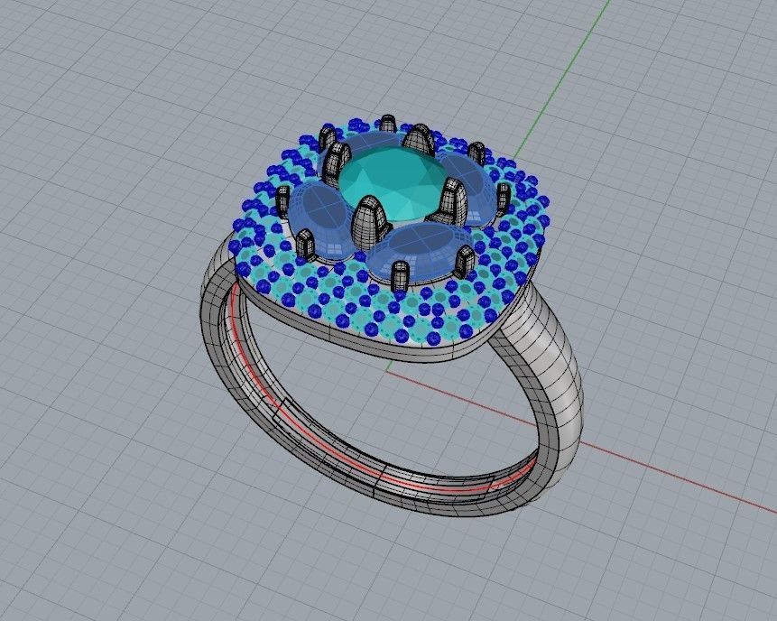 Women ring with gems 3dm stl 3D print model_24