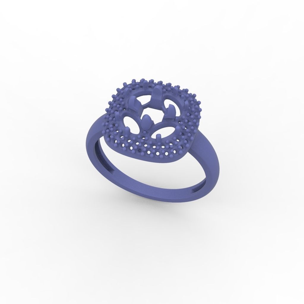 Women ring with gems 3dm stl 3D print model_12