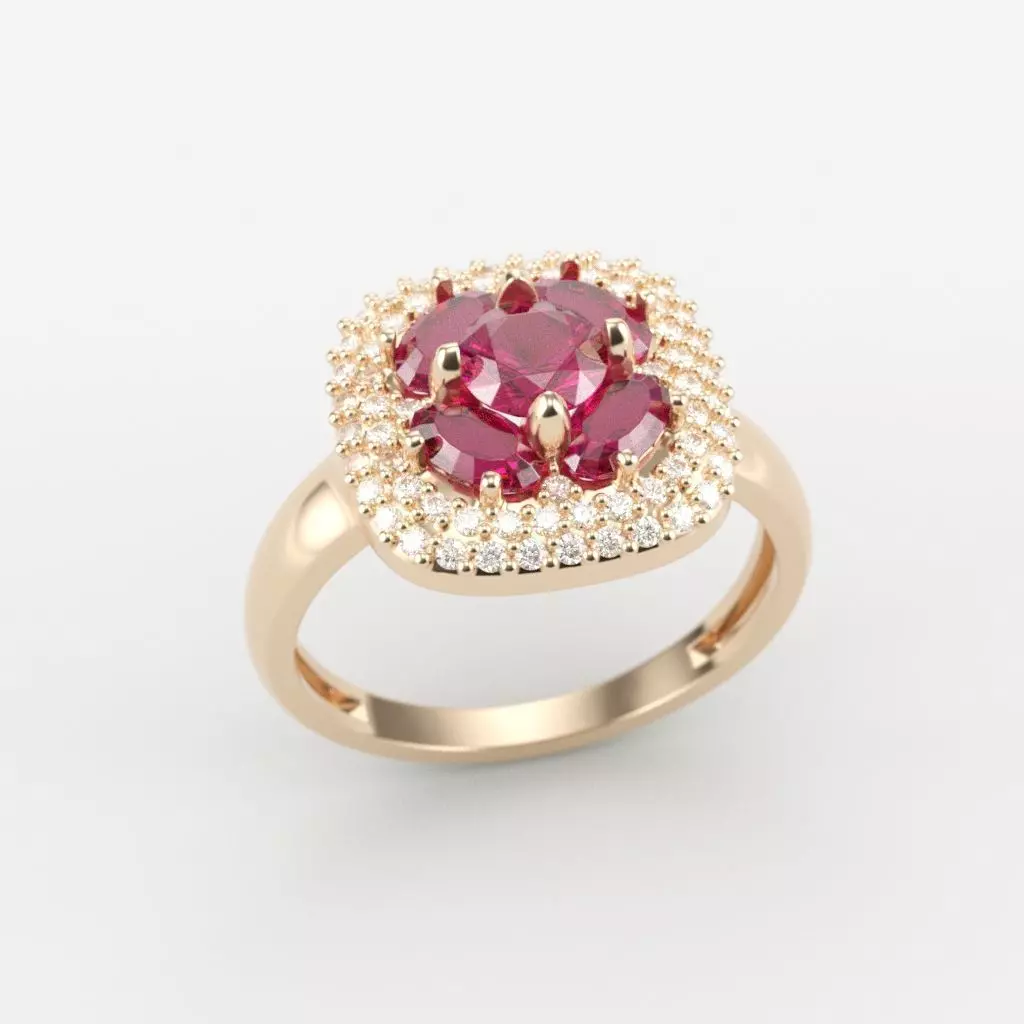 Women ring with gems 3dm stl 3D print model_0