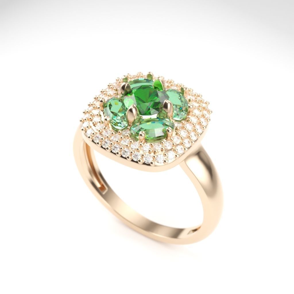 Women ring with gems 3dm stl 3D print model_6