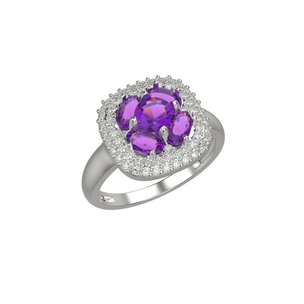 Women ring with gems 3dm stl 3D print model_21