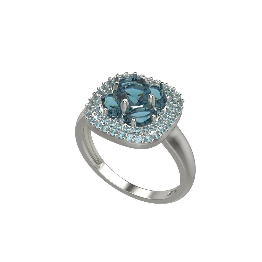 Women ring with gems 3dm stl 3D print model_23