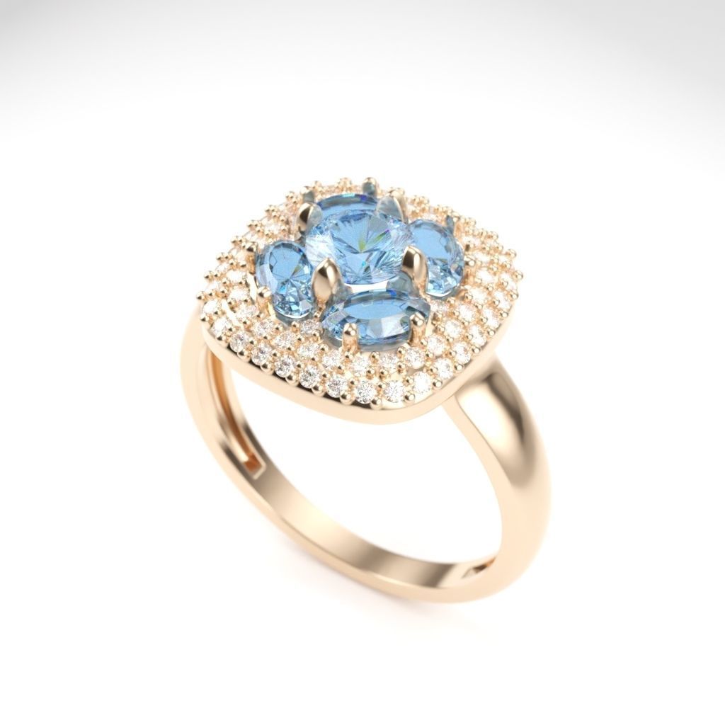 Women ring with gems 3dm stl 3D print model_5