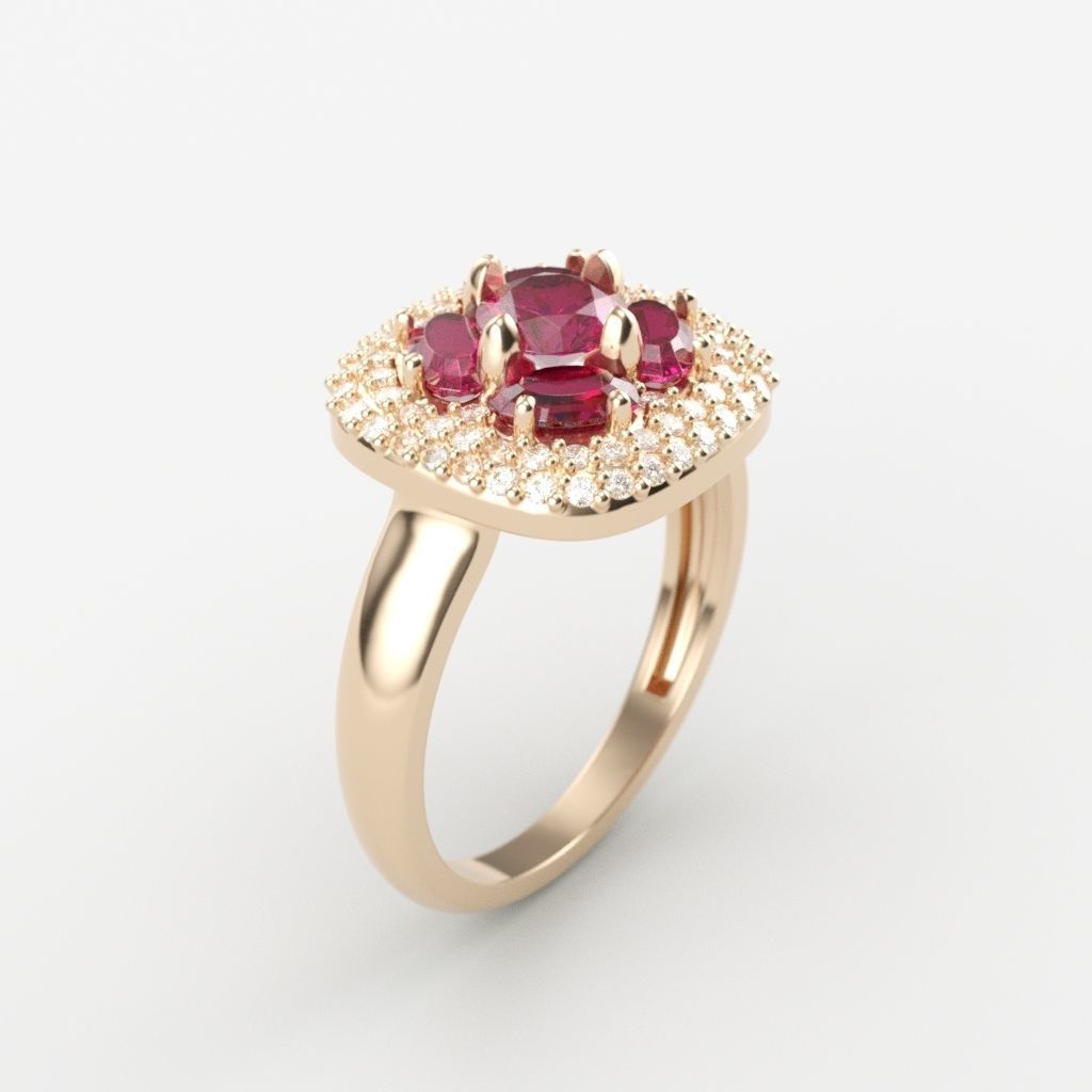 Women ring with gems 3dm stl 3D print model_2