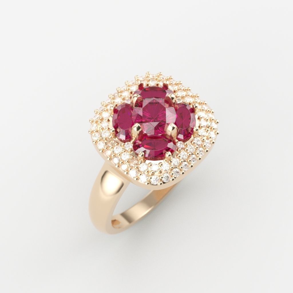 Women ring with gems 3dm stl 3D print model_1