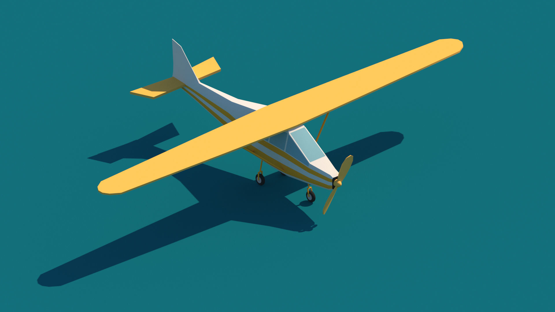Cartoon Low Poly Airplane Small Package Low-poly 3D model_3