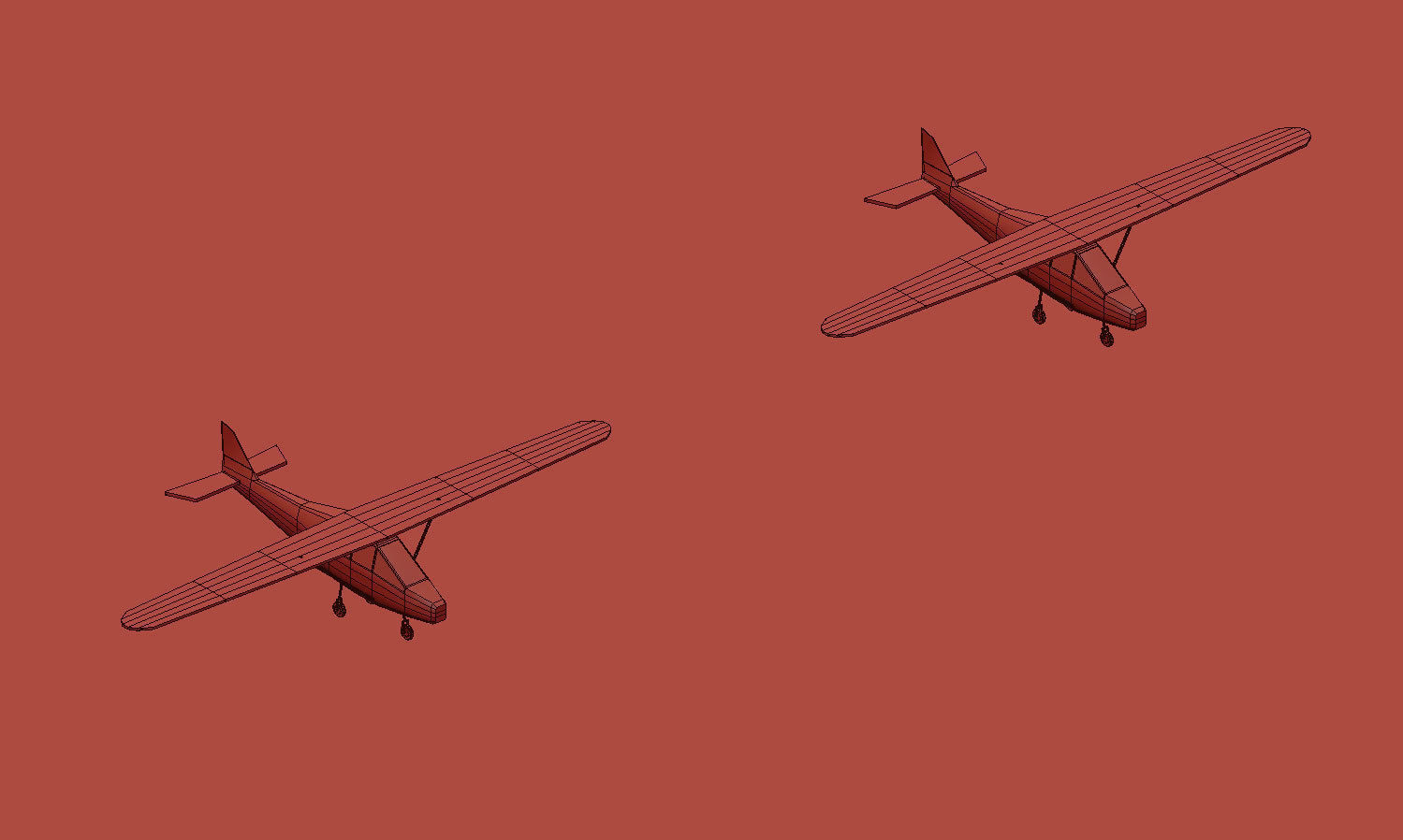 Cartoon Low Poly Airplane Small Package Low-poly 3D model_4
