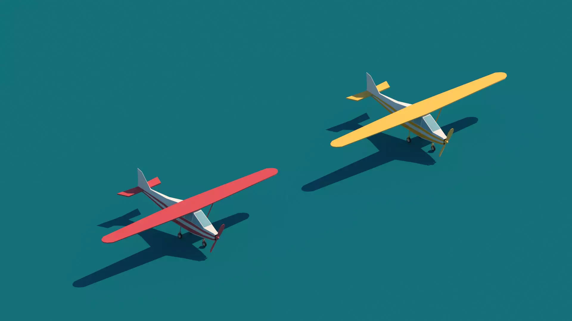 Cartoon Low Poly Airplane Small Package Low-poly 3D model_0
