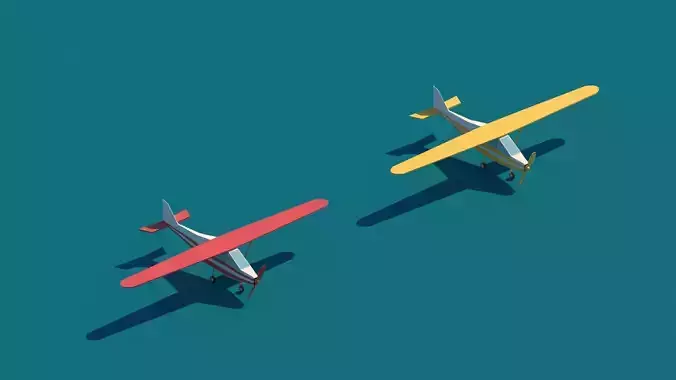 Cartoon Low Poly Airplane Small Package