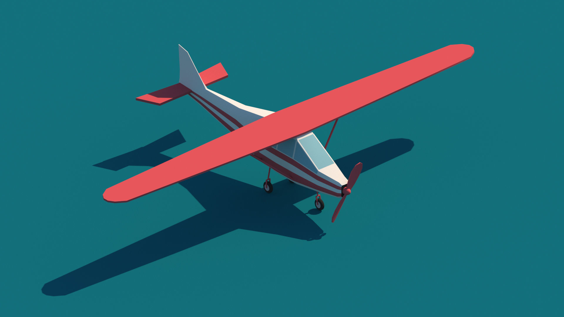 Cartoon Low Poly Airplane Small Package Low-poly 3D model_2